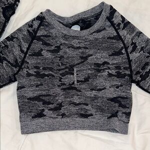 Gray and Black Camo Athletic Crop